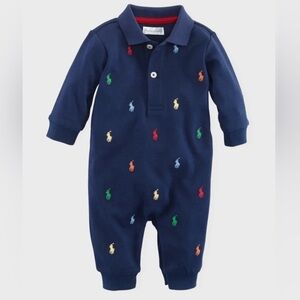 Ralph Lauren Polo collared onesie w/colorful pony 6 months